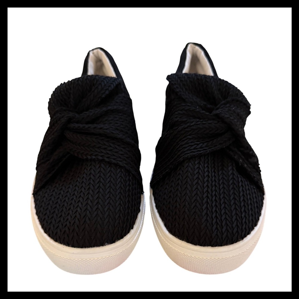 NWOT Black Knotted Bow Slip On Sneakers Women Size 41 - Picture 2 of 5